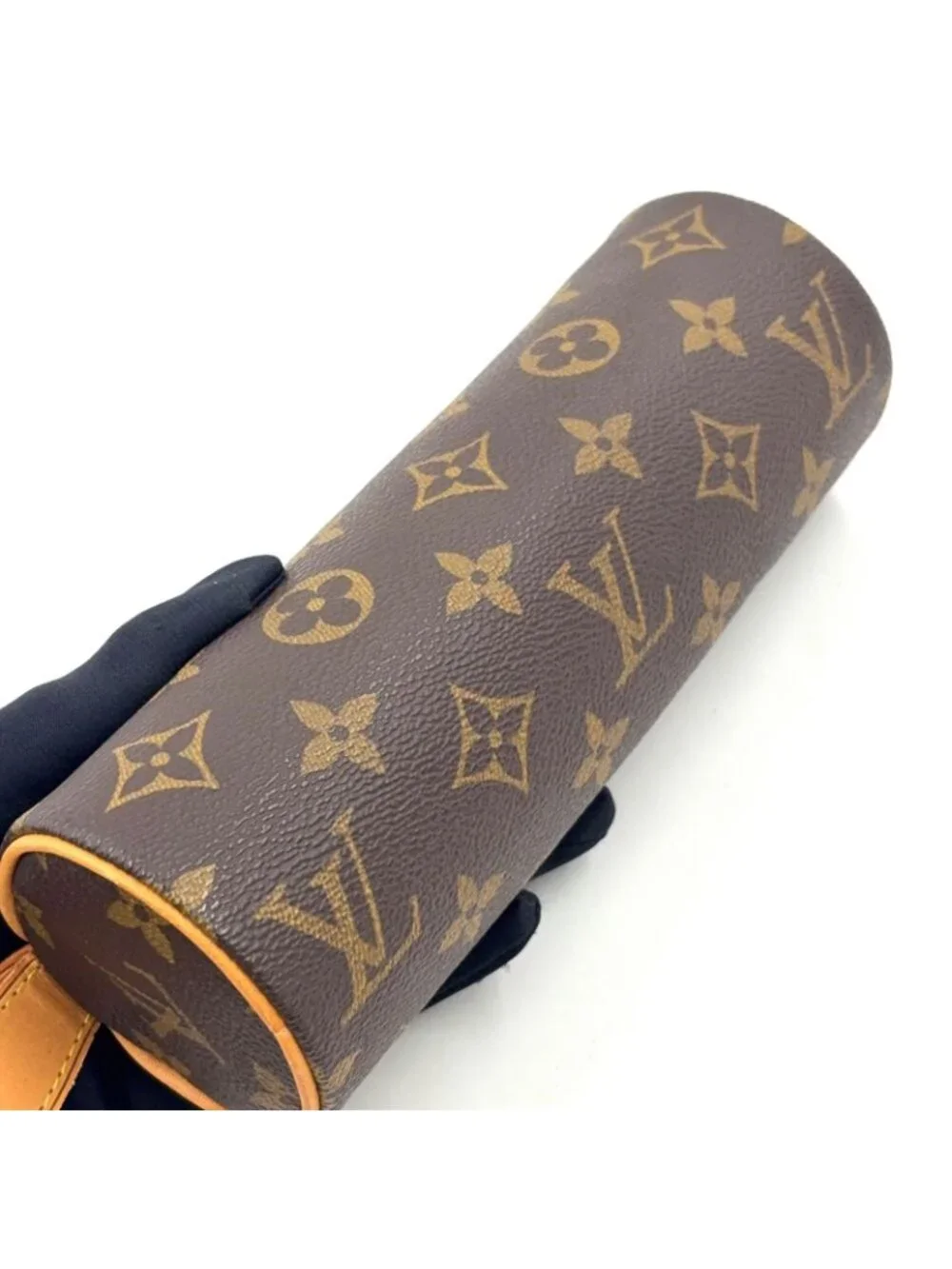 Louis Vuitton Trousse Monogram Leather Brown Pouch Gold